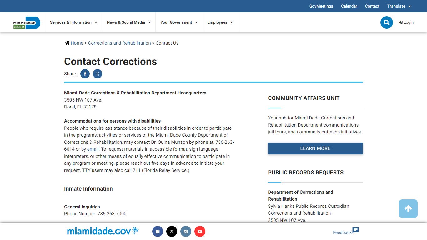 Contact Corrections - Miami-Dade County
